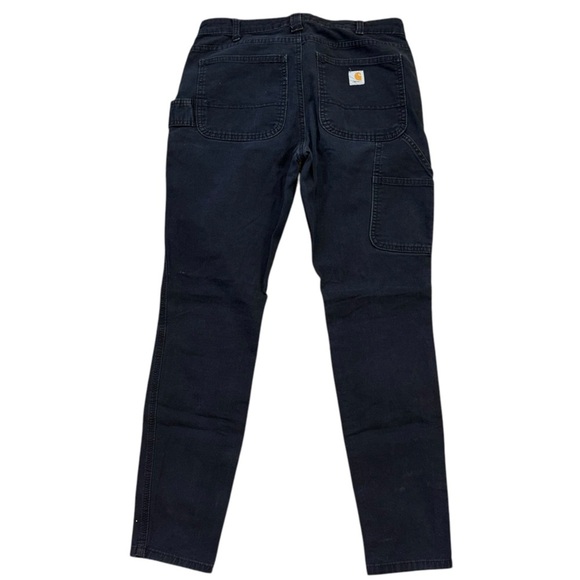 Carhartt Slim Fit Black Denim Women’s 5 Pocket Hammer Loop Work Jeans Distressed - Picture 3 of 12
